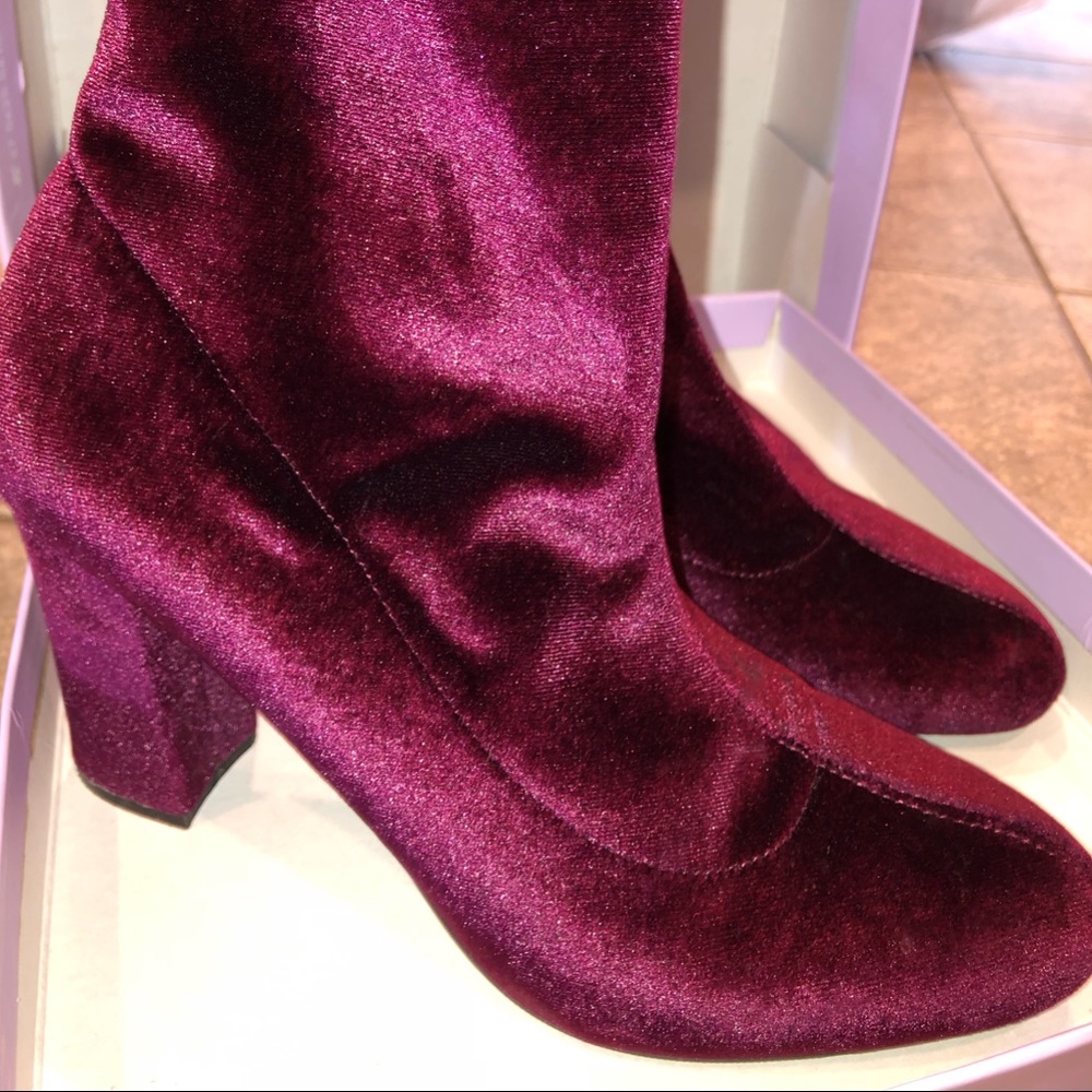 Madden Girl Burgundy Velvet Boot size 8